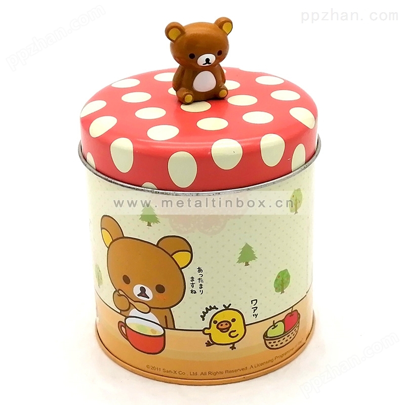 小熊圆形饼干铁罐糖果通用包装铁罐