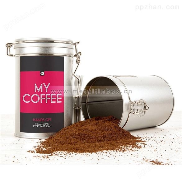 环保磨砂铁咖啡粉圆罐可定制logo